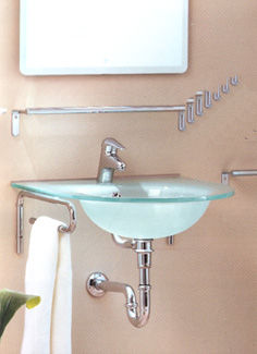 Glas H�ndvaske,  Badekar  H�ndvaskebatteri