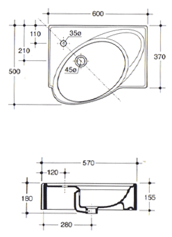 Lavatórios Master Ceramiche Papillon Angolo